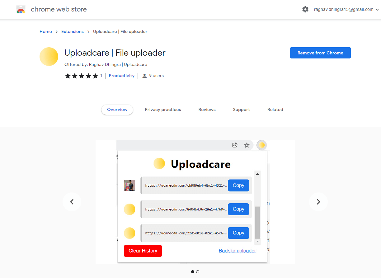 Start using the Uploadcare extension for Google Chrome