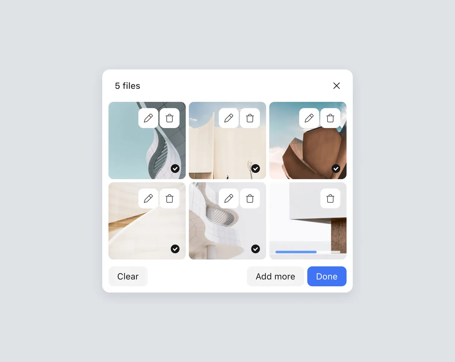 File Uploader grid view
